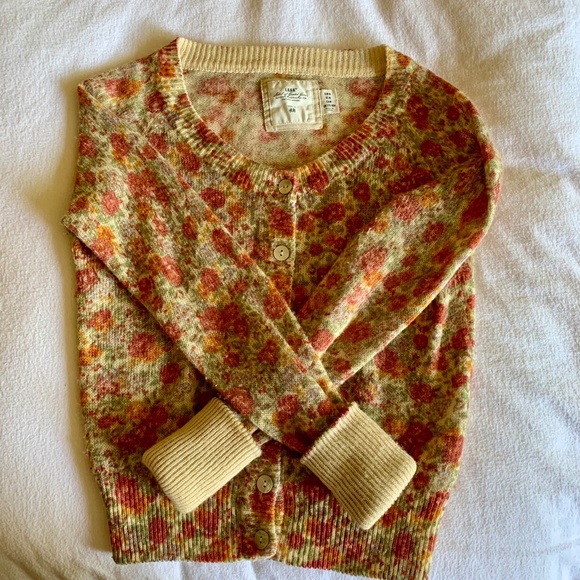 L.O.G.G. by H & M Wool Blend Floral Cardigan Button Up Sweater Size Medium - Picture 2 of 8